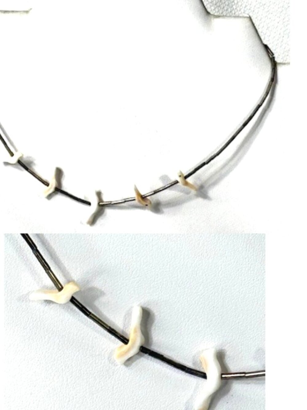 Vintage 14" liquid silver and fetish necklace.